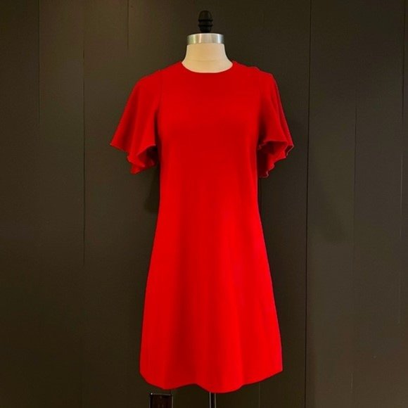 Maje, Red Crepe Dress - Picture 3 of 7